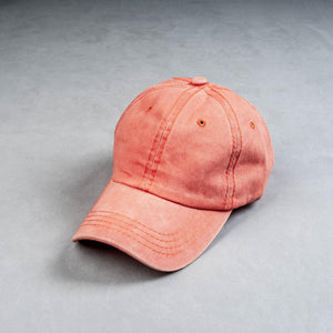 Denim Orange Washed Cotton Cap - theDaDaist