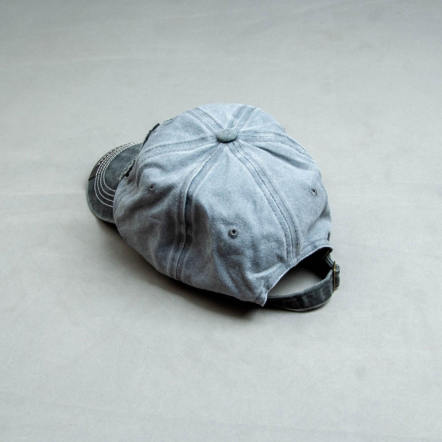 OTB #GreyBlack Washed Denim Cotton Cap - theDaDaist